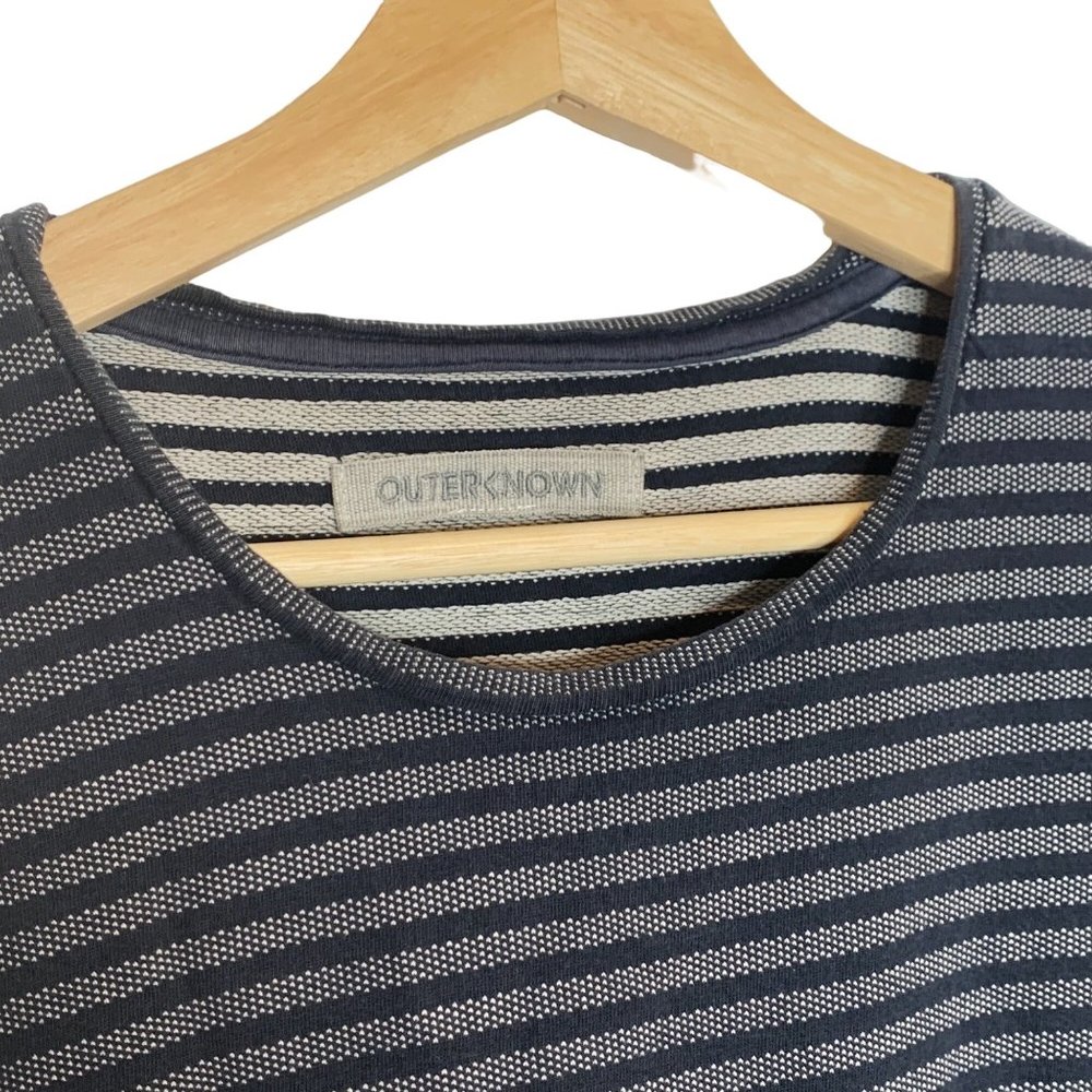 OUTERKNOWN Striped Textured Pocket T-Shirt Short Sleeve Organic Cotton Large - Picture 2 of 11